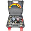 R410A R22 R134a R404A AC Manifold Meter Kit for Refrigerant, 3 Way Freon Charging Sleeve with 1.45m Hose, Coupler and Adapter