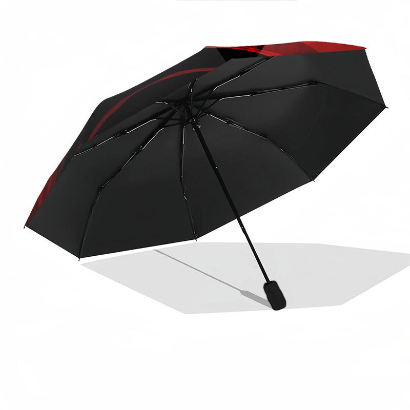 Yin Yang, Red Background Themed Automatic Opening and Closing Umbrella, Brightly Colored 8-rib Portable Umbrella, Suitable for Men and Women