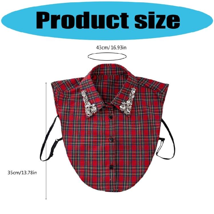 Plaids False Collar with Rhinestones Machine Washable Polyester For Outfits Insert Casual Collar