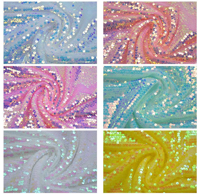 Embroidered 5mm Sequin Mesh Fabric for Wedding Dress, Skirt, Bag, and Shiny Decor