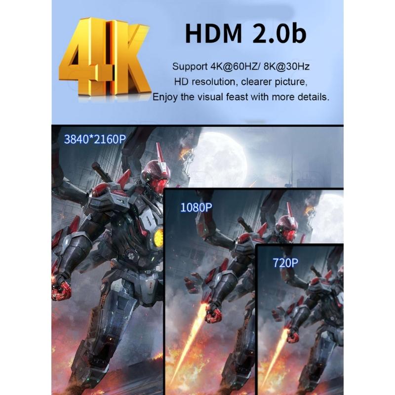 8k HDMI2.0b Audio Extractor Audio Switcher eARC Splitter 7.1CH DSTHD AUX Coaxial Optical DAC DecodingCEC HDCP