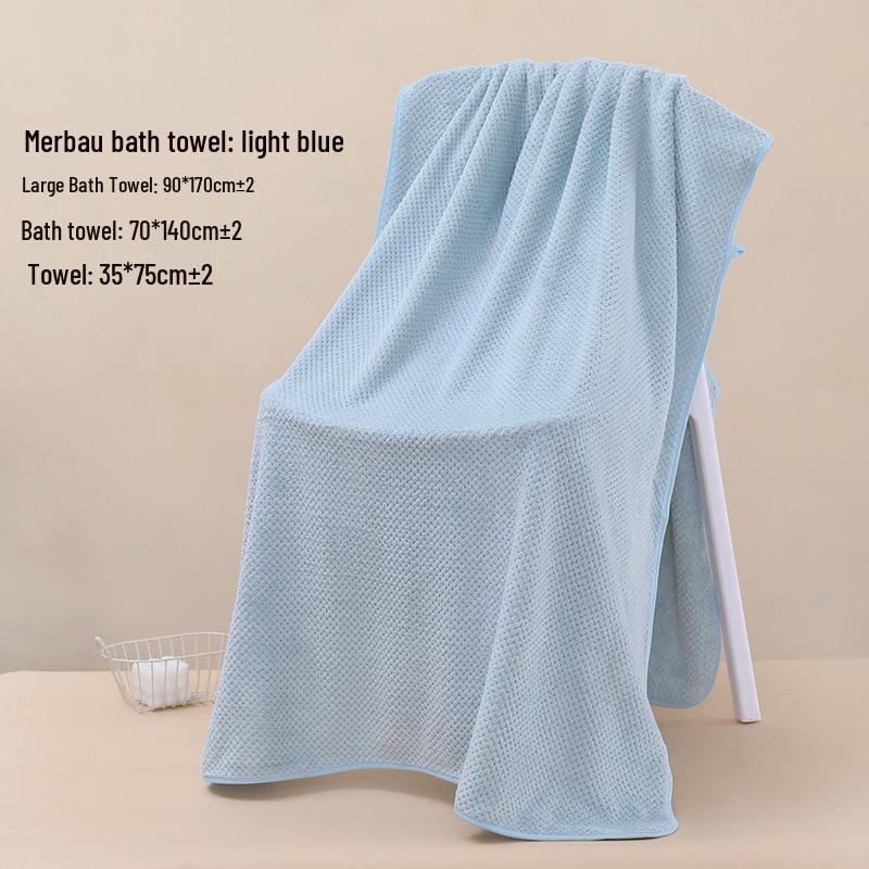 Coral Fleece Quick-Dry Large Bath Towel: Absorbent, Thickened Pineapple Grid Design for Beach, Swimming, or Beauty Salon.