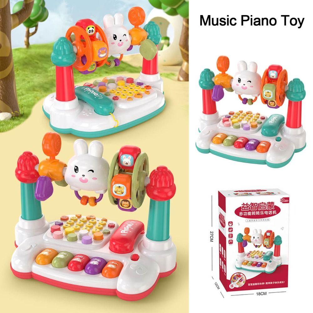 16 In 1 Educational Music Toy Rabbit Baby Piano Toys Cute Rotating Music Piano Keyboard  Toddlers