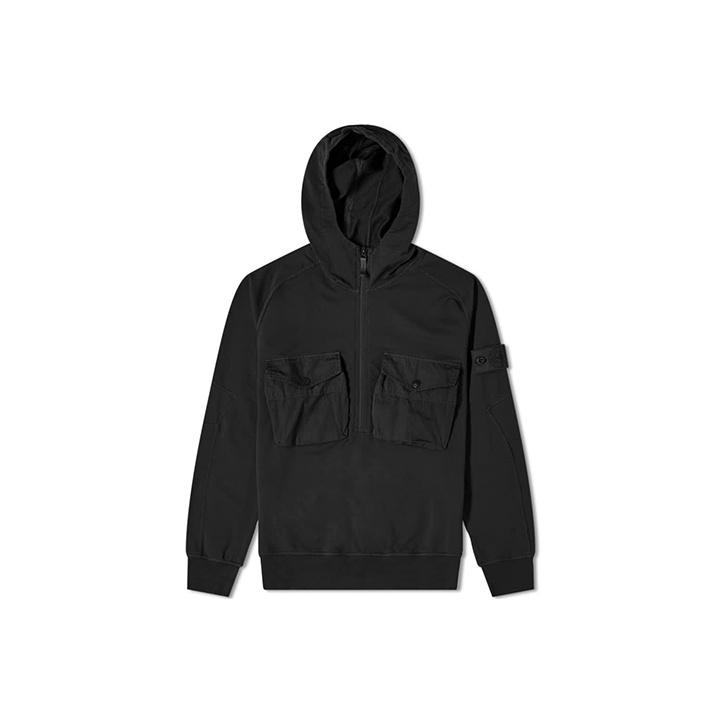 STONE ISLAND Ghost Pieces Black Label Hooded Sweatshirt With Large Pocket Men Sweatshirt 7215636F3-V0029