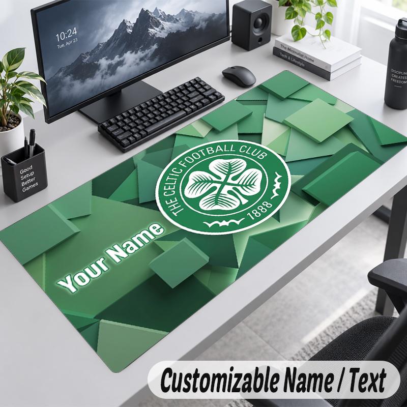 Custom Name Text Mouse Pad Celtic FC Personalized Desk Pad For Work And Gaming