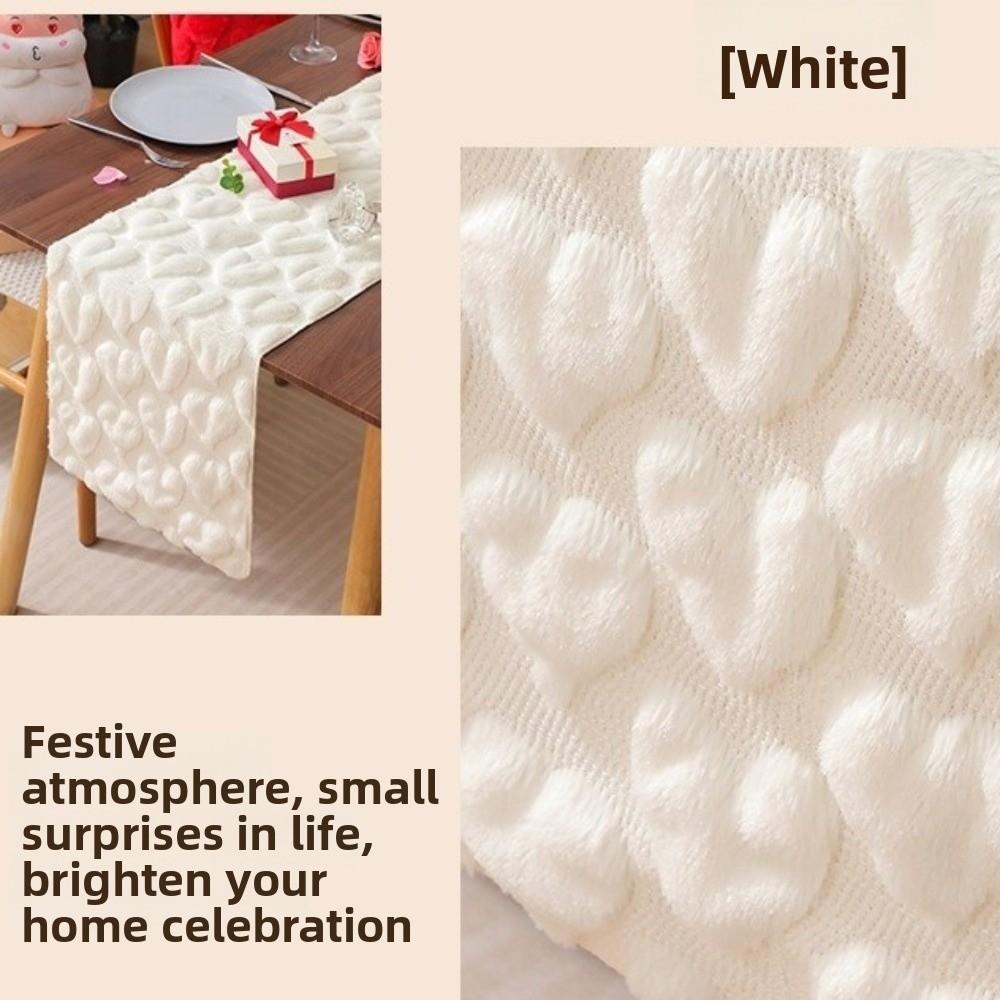 Romantic Plush Love Tablecloth Thickened Dining Table Runner Valentine's Table Flag  Dining Table