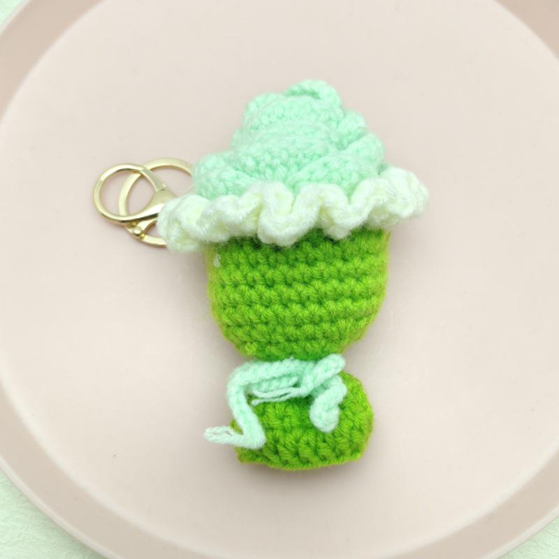 Handmade Crochet Rose Keychain Pendant - Small Gift Hanging Accessory