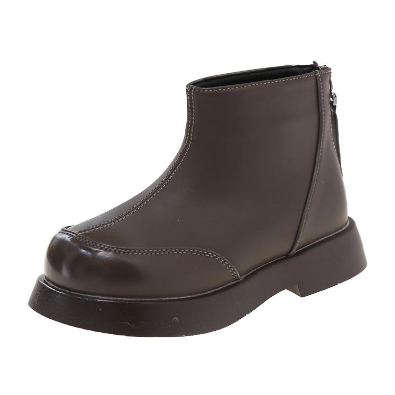 

[Girls Martin Boots Children Leather Boots Winter Warm Boots Soft Sole Casual Fashion Short Boots for Girls] size 26 коричневый