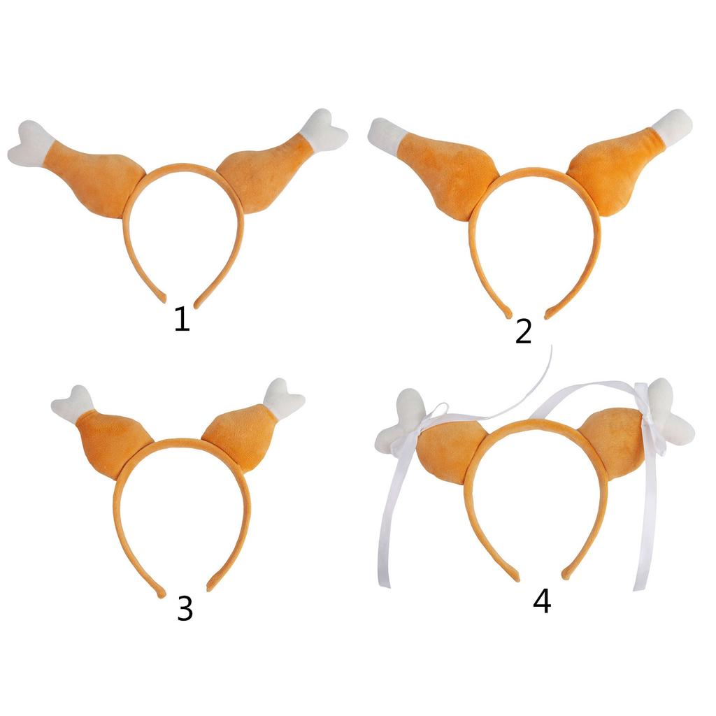 Spoof Turkey Leg Hairhoop Plush Chicken Leg Headband Cosplay Costume Festive Party Headdress Adult Kids Funny Headpieces