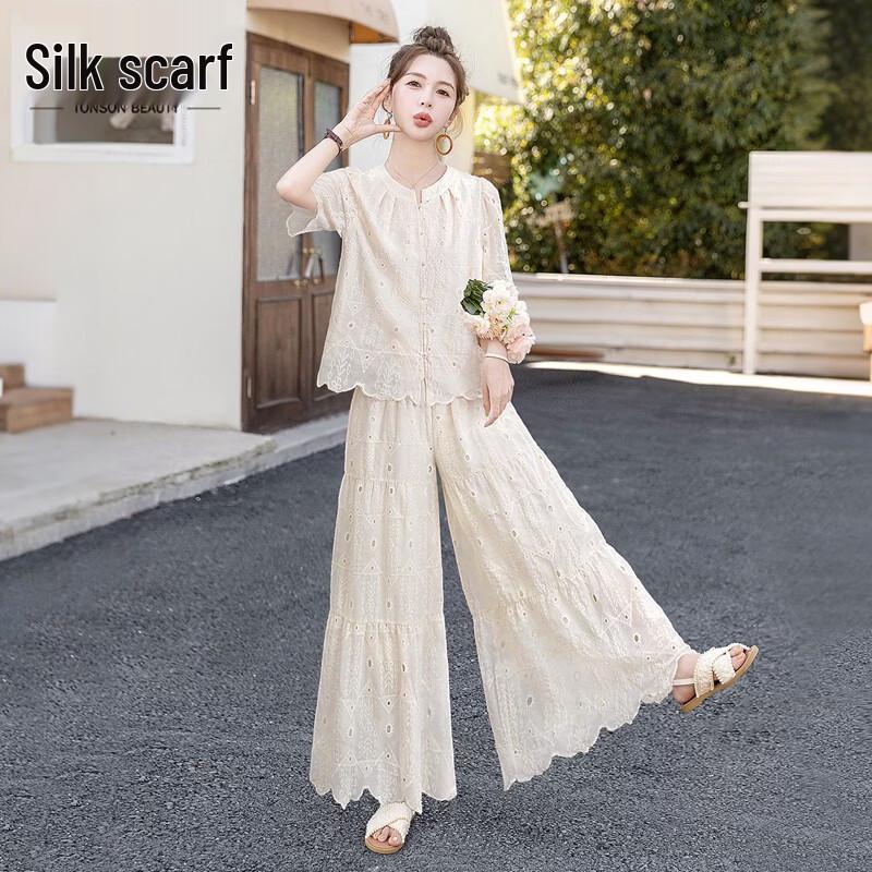 

Women s New Chinese Style Hollow Embroidered Two-Piece Set