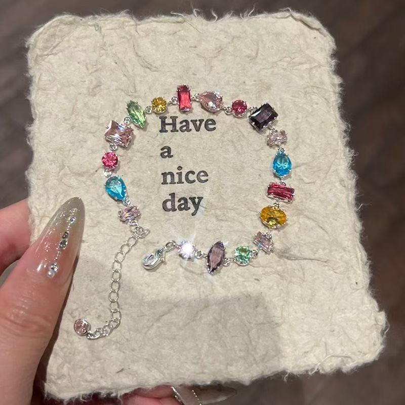 Exquisite Irregular Diamond Candy Bracelet – Spring/Summer High-Grade Women's Colorful Sparkle