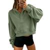 Women's Color Loose Fit Half Zip Button Long Sleeve Sweatshirt Top