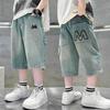 Pantaloncini di Jeans per Bambini Jeans Coreano Sottile Pantaloni a Cinque Quarti Ragazzi Gamba Dritta Lunghezza Media Pantaloni alla Moda