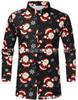 2022 European & American Men's Santa Claus Print Long Sleeve Casual Shirt - 18 Colors