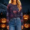 Women's Casual Long Sleeve Halloween Print Round Neck T-Shirt