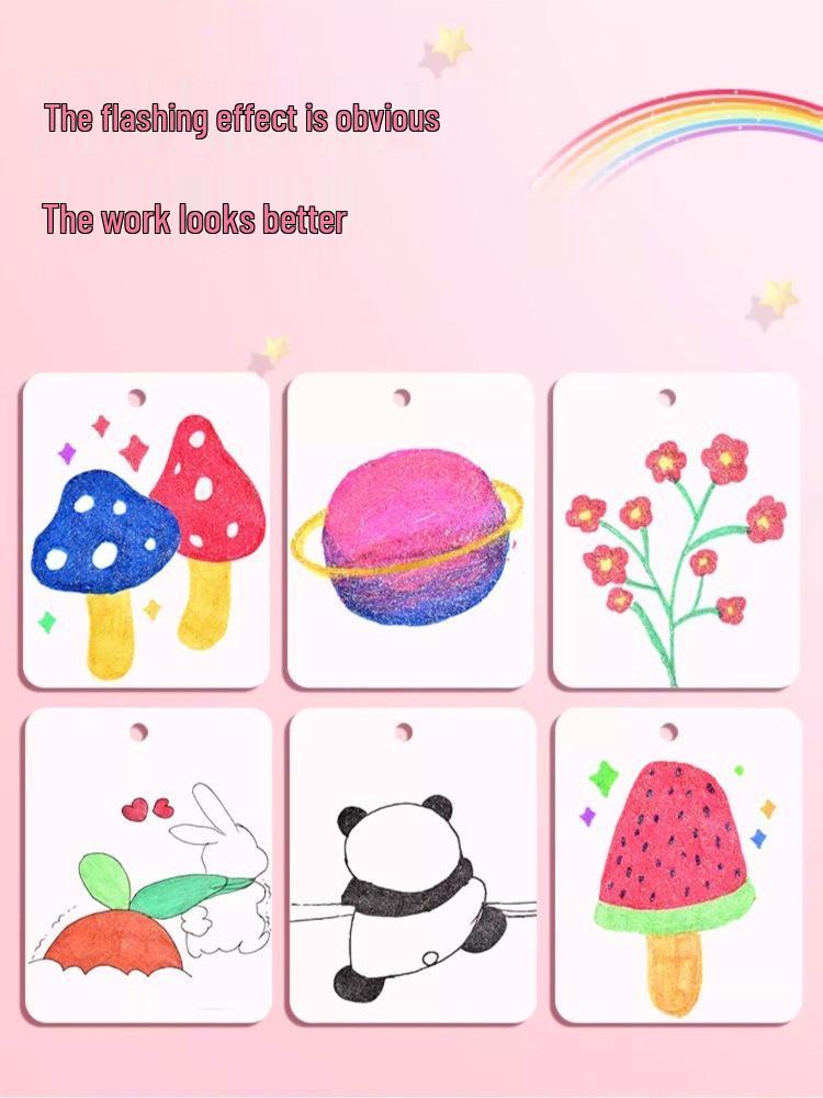 Double-Ended Two-Color Glitter Marker Pens for Kids' Hand Painting - Thick Soft Tips