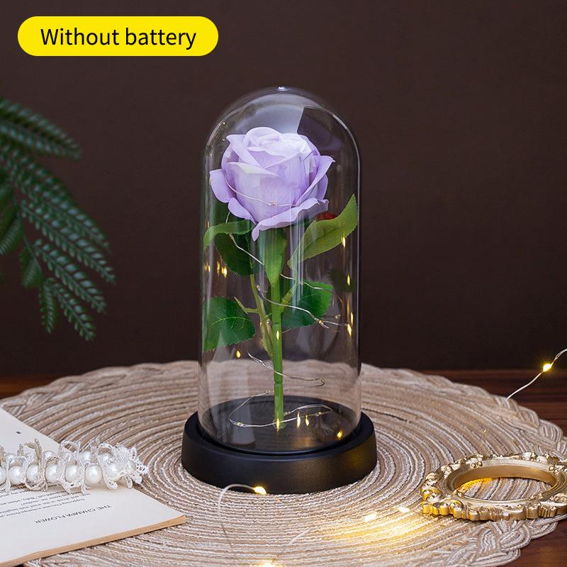 Wedding Birthday Valentine Day Present Eternal Rose Flower Vivid Luminous Ornament For Women Mom Girlfriend Wife Household Decoration
