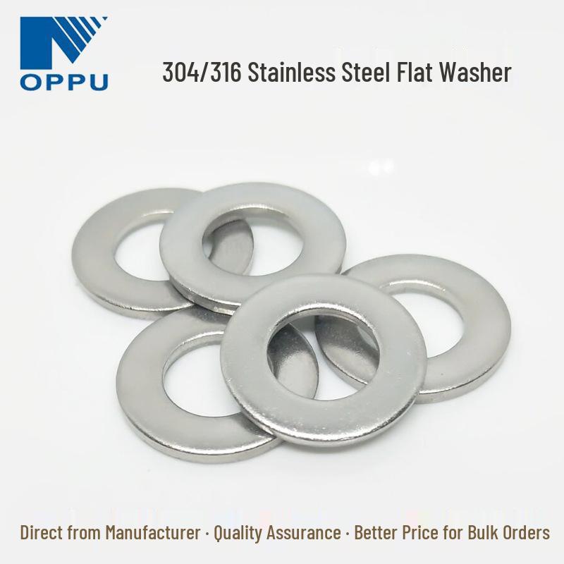 Stainless Steel 304/316 Flat Washers, M1.6-M48 Standard Sizes