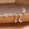 5PCS New Design Gold Color Ear Stud Earring Set For Women Zircon Star Moon Punk Piercing Earrings Helix Tragus Piercing Jewelry