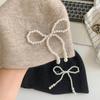 Ear Protector Stacking Knitted Bonnet Cap Solid Color Korean Wool Hat Pearl Bow Beanies Cap  Girls
