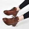 Round head short boots women's boots autumn new flat bottom lace-up Martin boots first layer cowhide comfortable women's leather boots