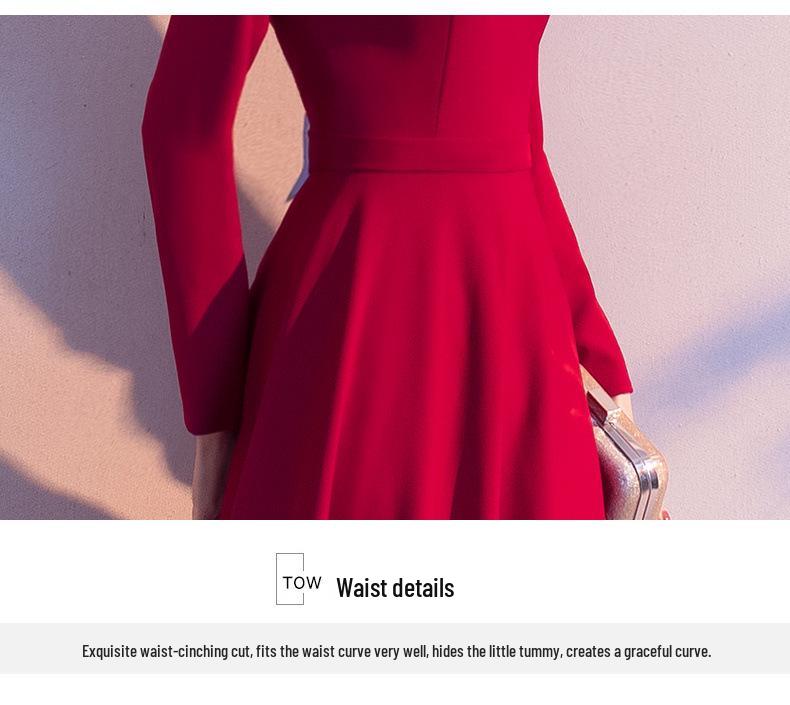 Burgundy Toast Bridal Dress: Versatile Wedding Dress and Everyday Wear for Women, Suitable for Spring and Autumn.