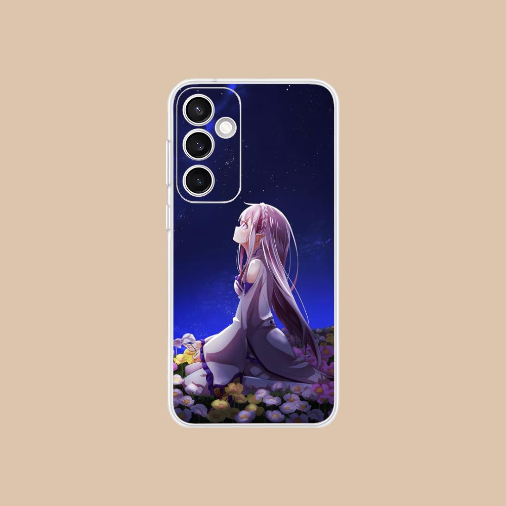ReZero Emilia Waifu Mobile Phone Case for Samsung Galaxy S25 S24 S23 S22 S21Plus FE Ultra Clear Colorful Cover Pretty Luxury