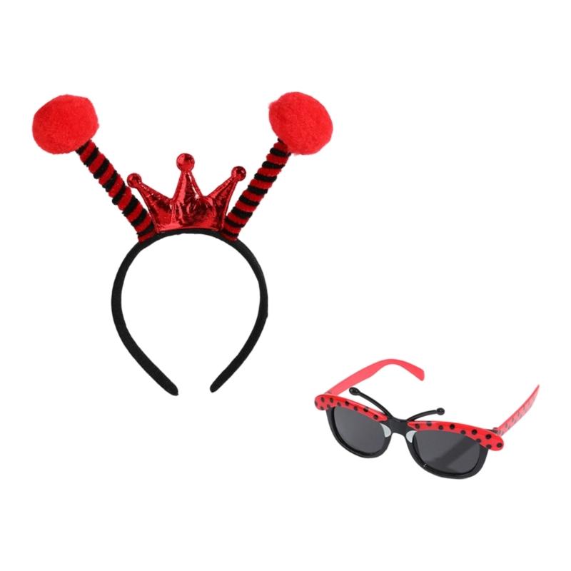 Bumble Bees Costume Kit for Kids Adult Bees Costume Antenna Headband Antenna Glasses for Halloween Cosplay Party Props