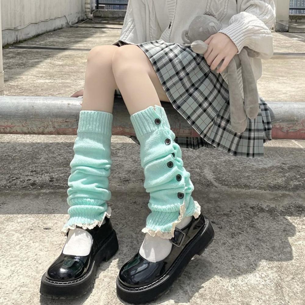 Harajuku Y2K Leg Warmers Lolita JK Long Tube Stockings Fashion Knitted Leg Cover Girls