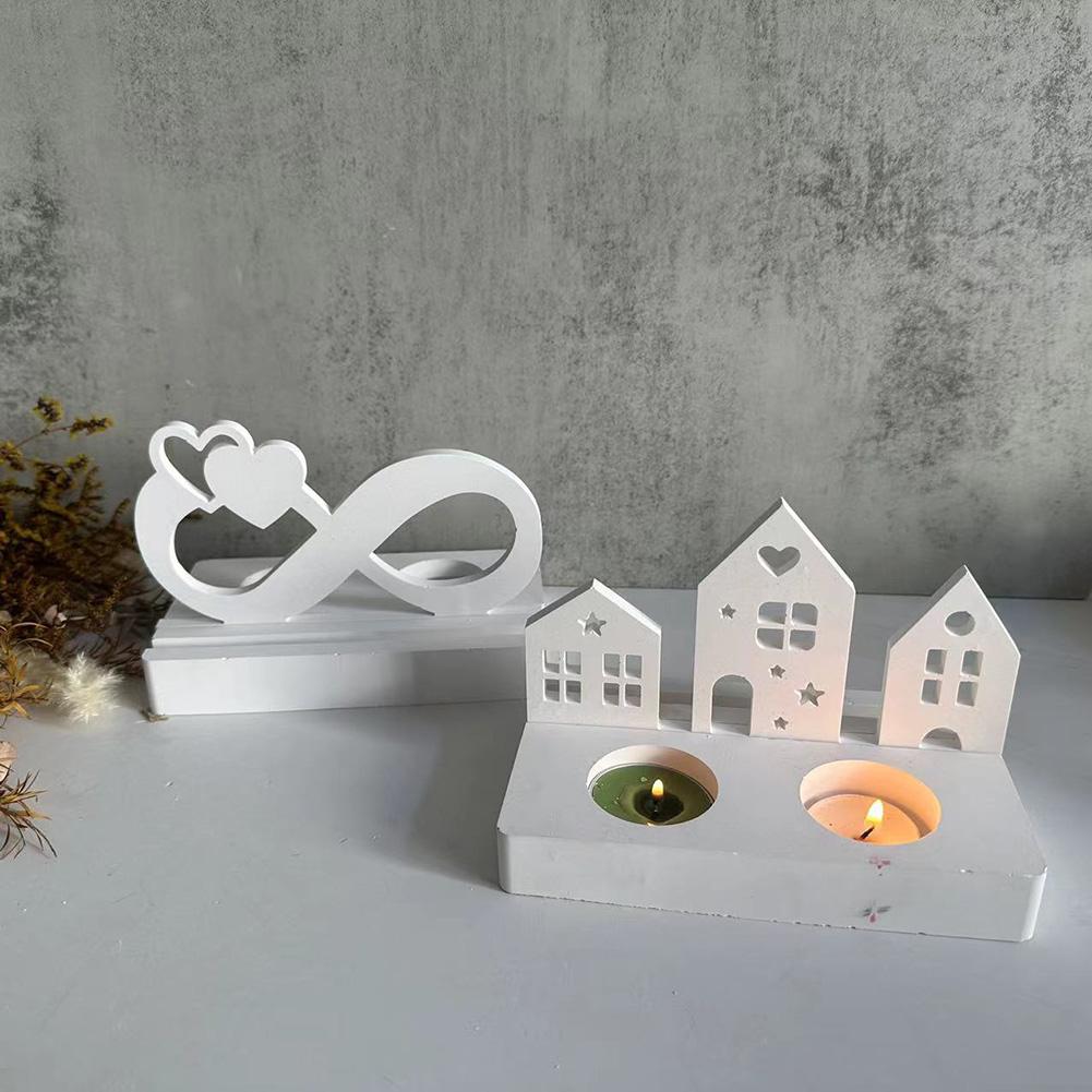 Silicone House 3D Moulds Reusable House Handicraft Mold Ornament Versatile House Shaped Candlestick Mould for Table Decoration