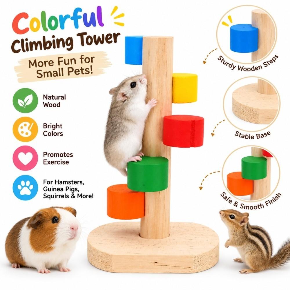 Wood Pet Climbing Ladder No Assembly Needed Chew Climbing Toy Cute Small Animal Toy  Hamsters