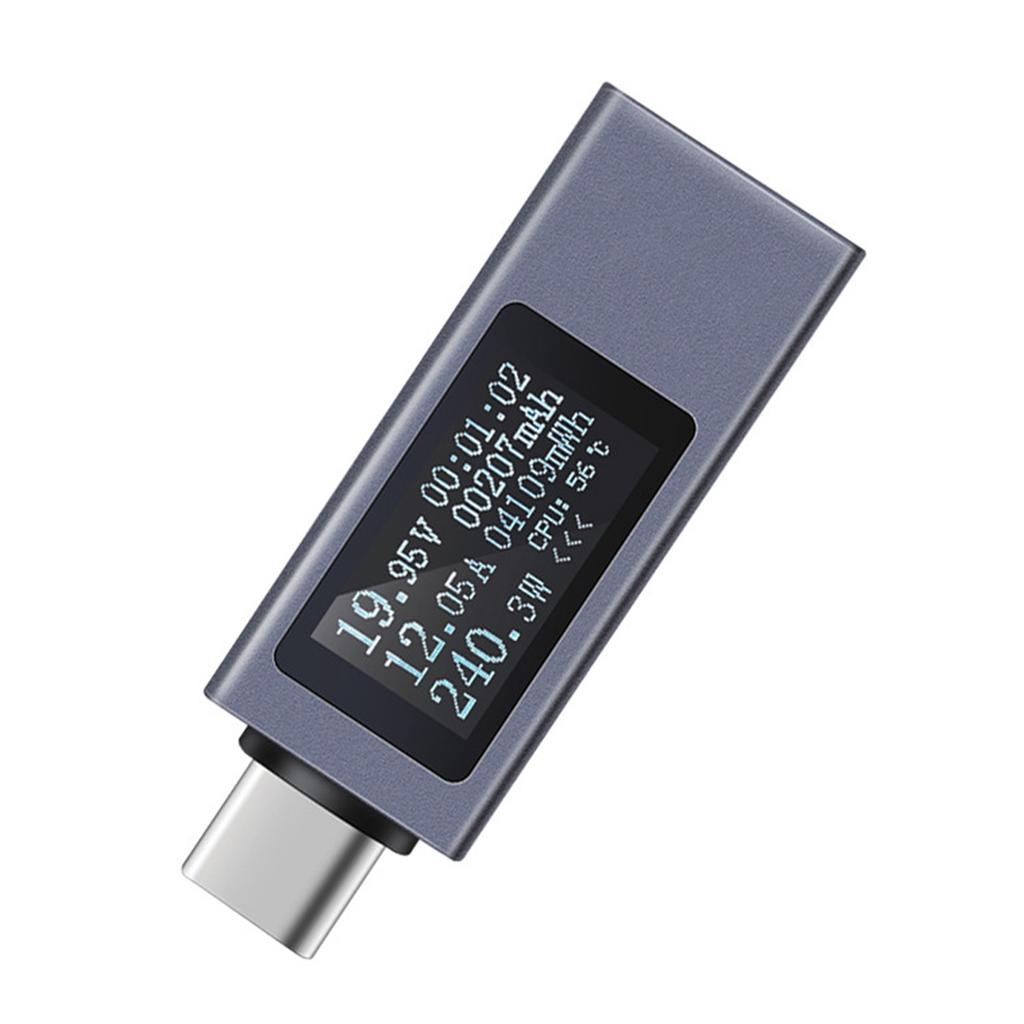 Type-C Cellphone Charging Tester PD Direct Current Voltmeter Power Meter Aluminum Alloy Housing Support 4-30V Voltage 0-12A Current Support Fastchargi