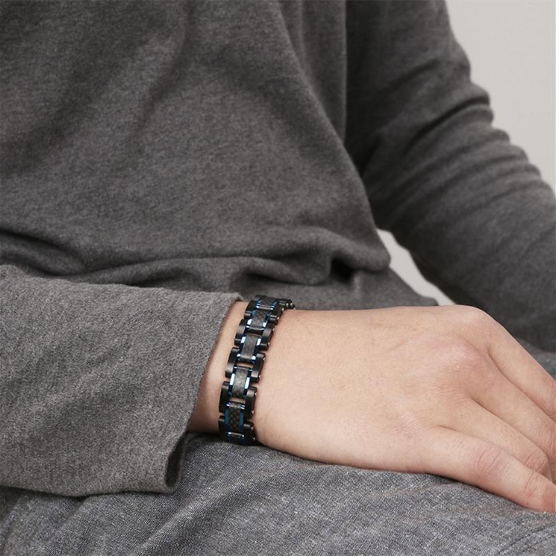 olid carbon fiber Bracelet Stainless Steel Biker Bicycle Motorcycle Bracelets High Quality Punk Men's Jewelry