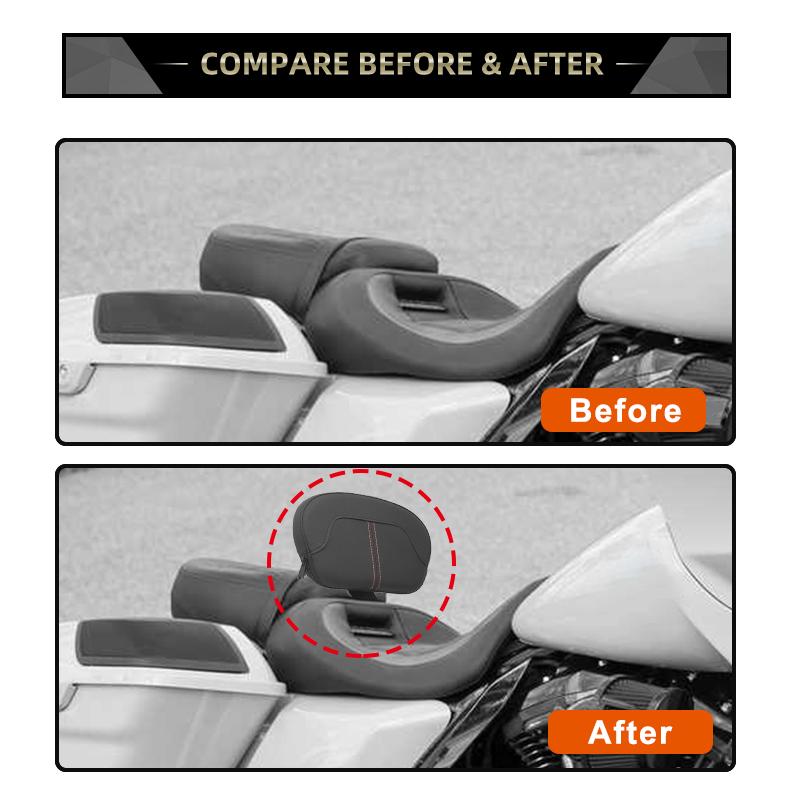 Motorcycle Front Driver Rider Backrest PU Leather Cushion Pad For Harley Touring CVO Electra Road Street Glide Road King 09-22