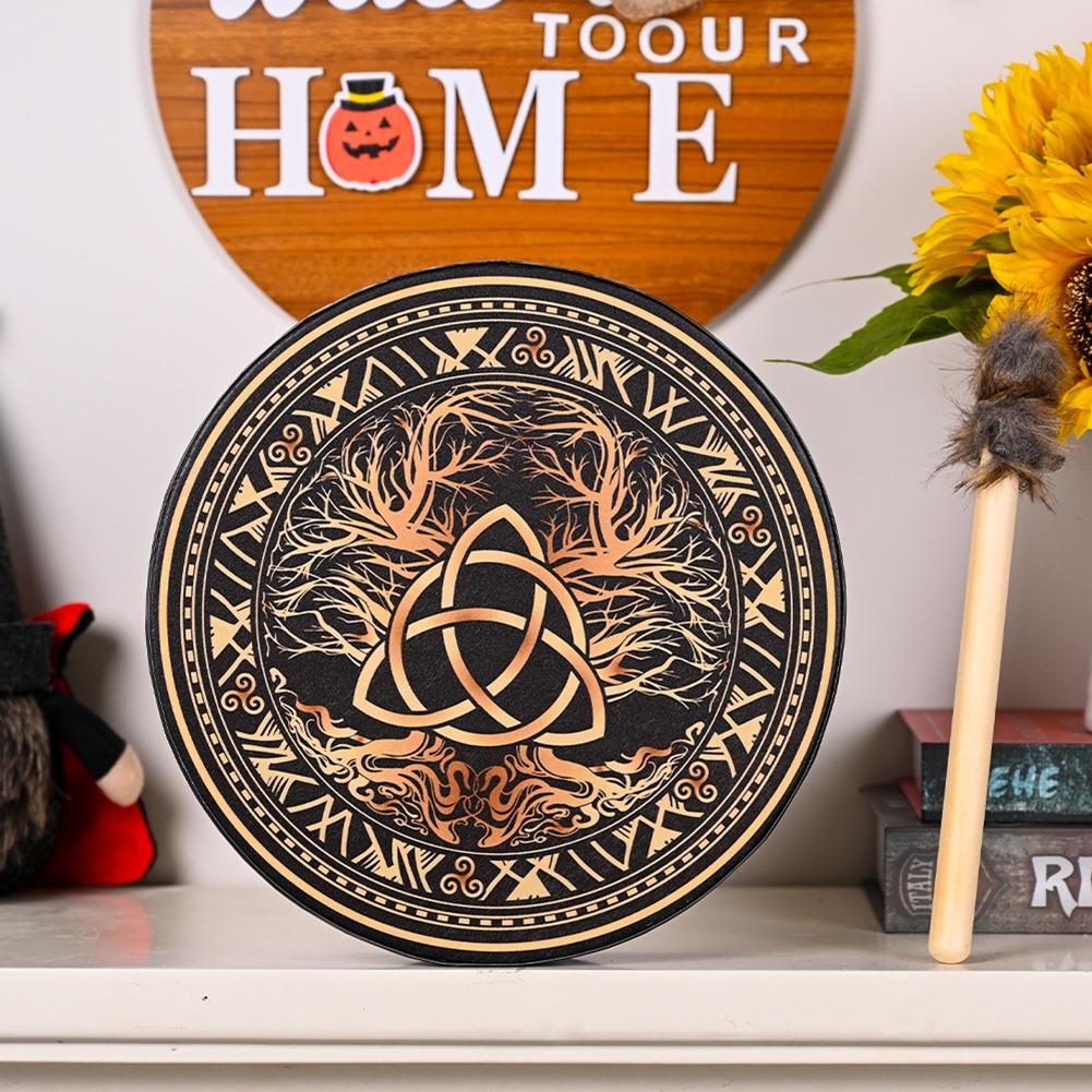 Fashion Vegan Shaman Drum Handmade Crafts Shaman Drum Desktop Ornament Sound Healing Tool for Family Friends Best Gifts