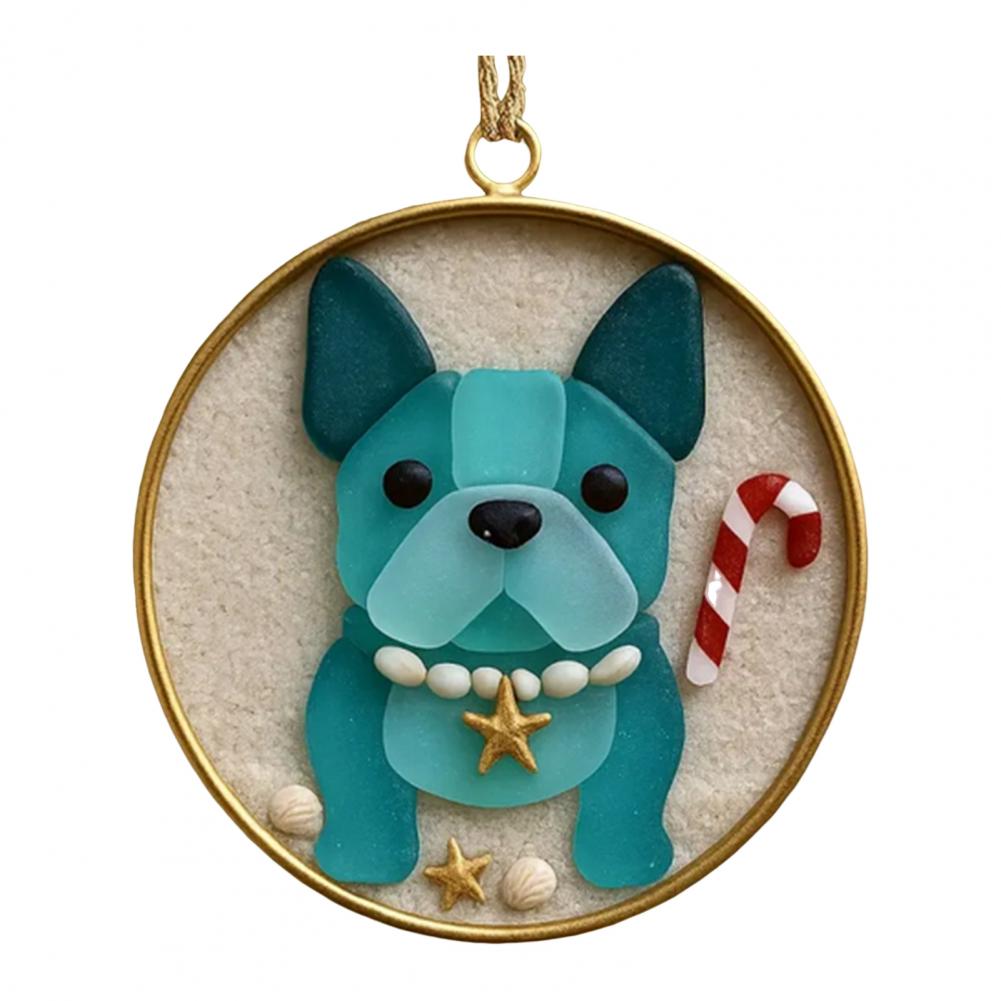Sea Glass Dog Decoration Sea Glass Ornament Handcrafted Sea Glass Dog Christmas Tree Ornaments Unique Hanging Ornaments
