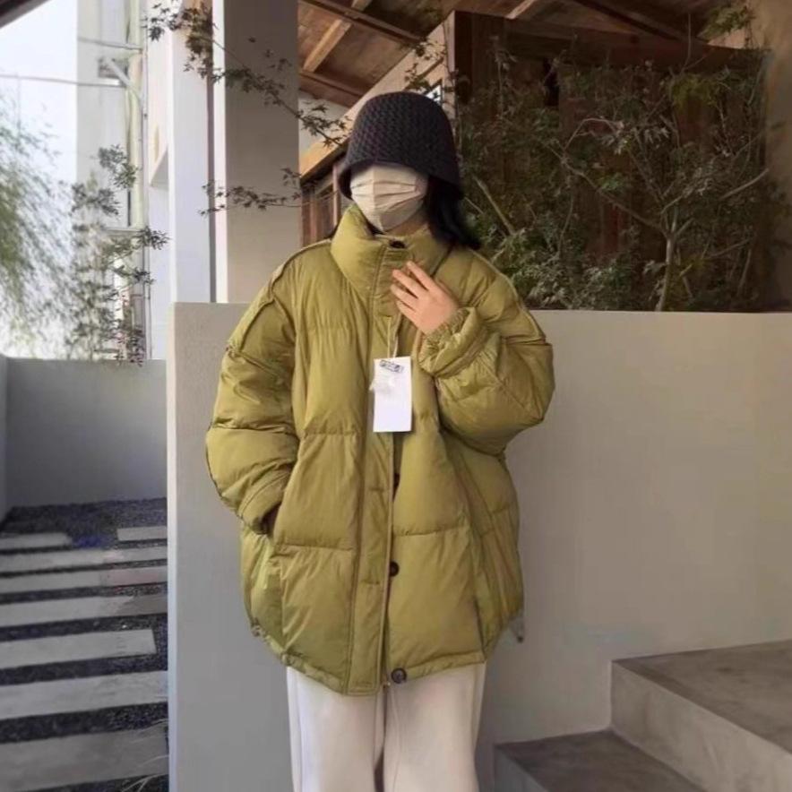 Single-breasted Winter New Medium and Long Stand-up Collar Down Jacket for Women's Thin White Duck Down Thickened Warm Jacket