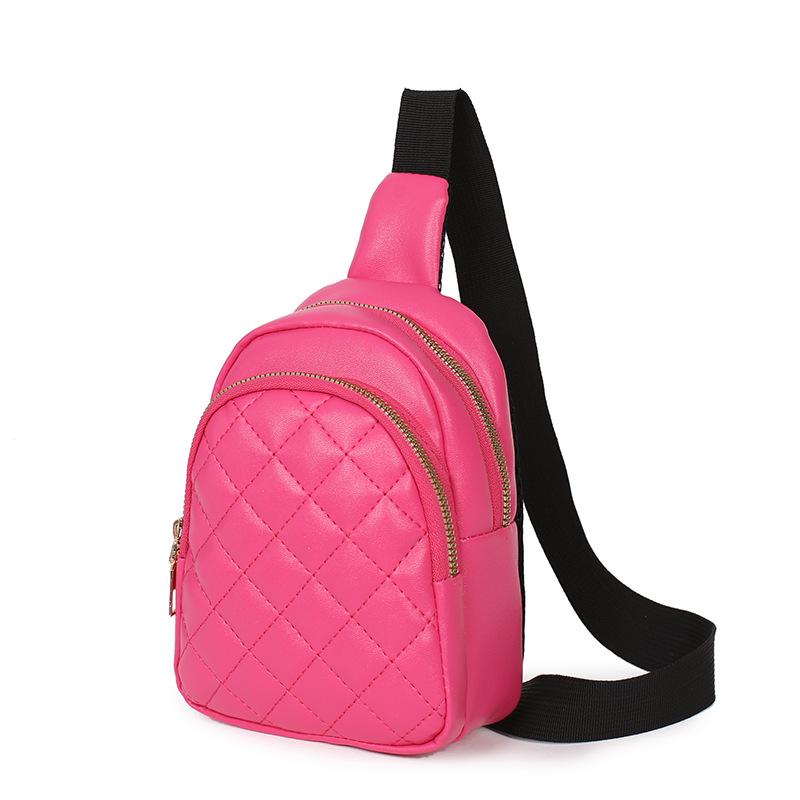 2026 Women's Textured PU Chest Bag: Fashion Diamond Lattice with Wide Shoulder Strap for Casual Wear