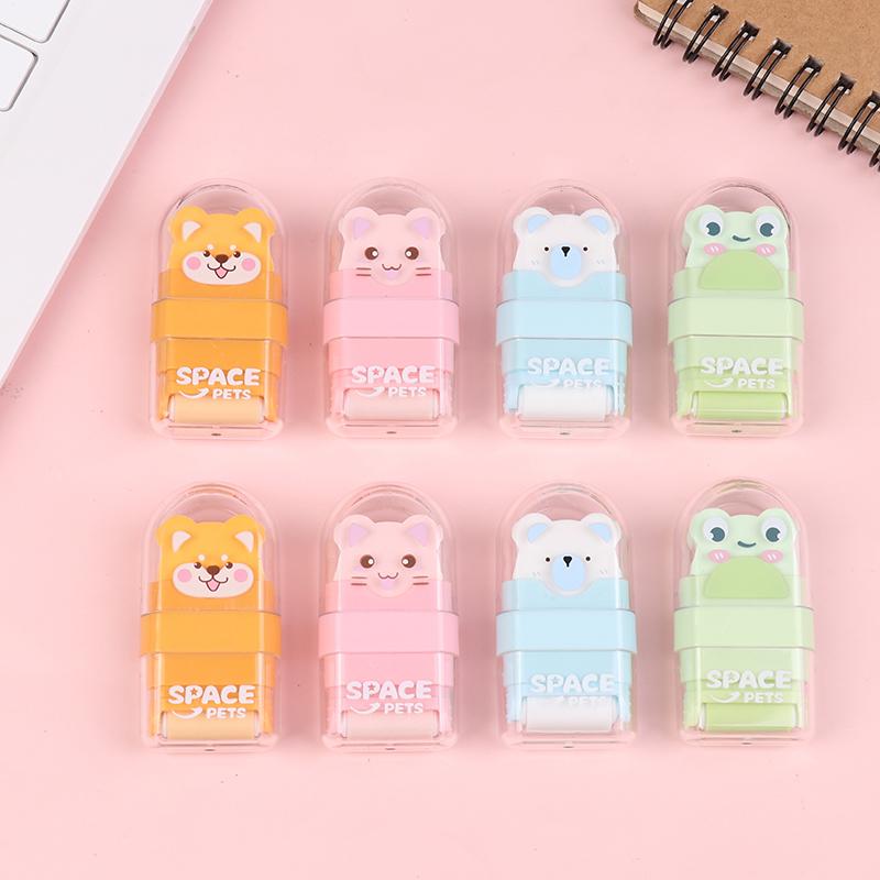 2Pcs/Set Animal Shaped Eraser Clean Few Shavings Cartoon Eraser Roller Eraser
