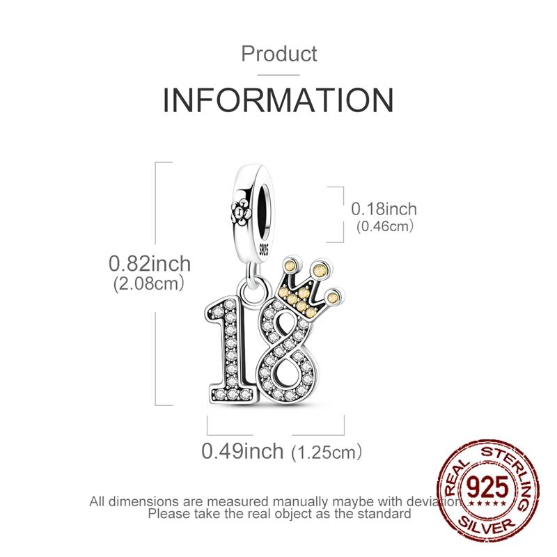 18Th Birthday Charms Copper Commemoration Dangle Pendant Fit Bangle Bracelet Necklace Diy Jewelry