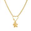 Gold Flower Pendant Necklace Heart Shaped Clasp Link Chain Necklace for Women Fashion Jewelry