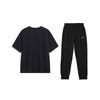 Li-Ning Weekend Youth Letter Print Loose Fit Crew Neck Short Sleeve T-Shirt And Breathable Knitted Long Pants Casual Sports Set AHSU745-1+AYKR465-1