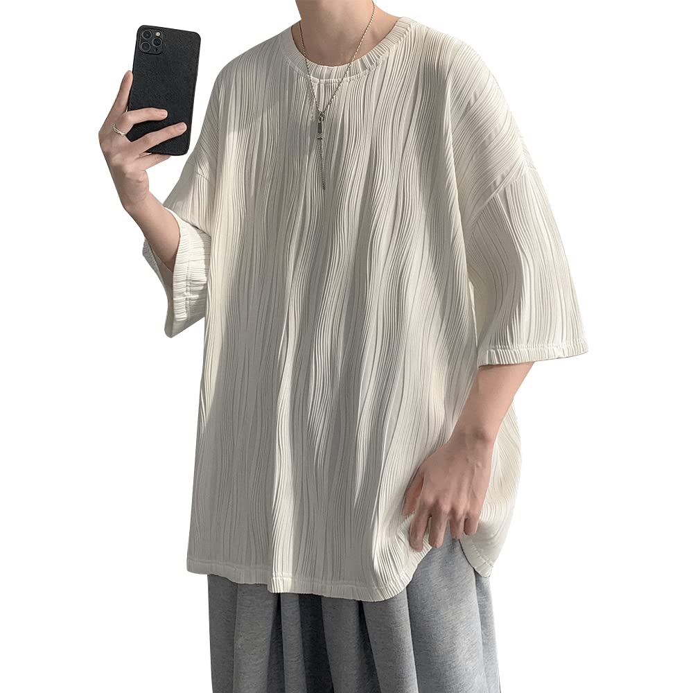 

Summer Short Loose Large Big Round Soft to the [foveitaa] Clothes, Men s T-Shirt, Sleeve, Fit, Size, T, 5/8 Sleeve, Cool, Plain, Popular, Casual,