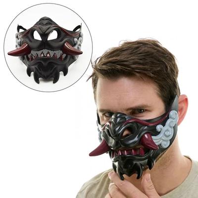 Halloween Half Face Japanese Mask Halloween Evil Devil Party Mask Toy Demon Samurai Mask Masquerade Party Wear Accessories Prop