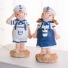 Mediterranean Style Ocean Couple Doll Statue Seaside Theme Couple Figure Model  Entrance