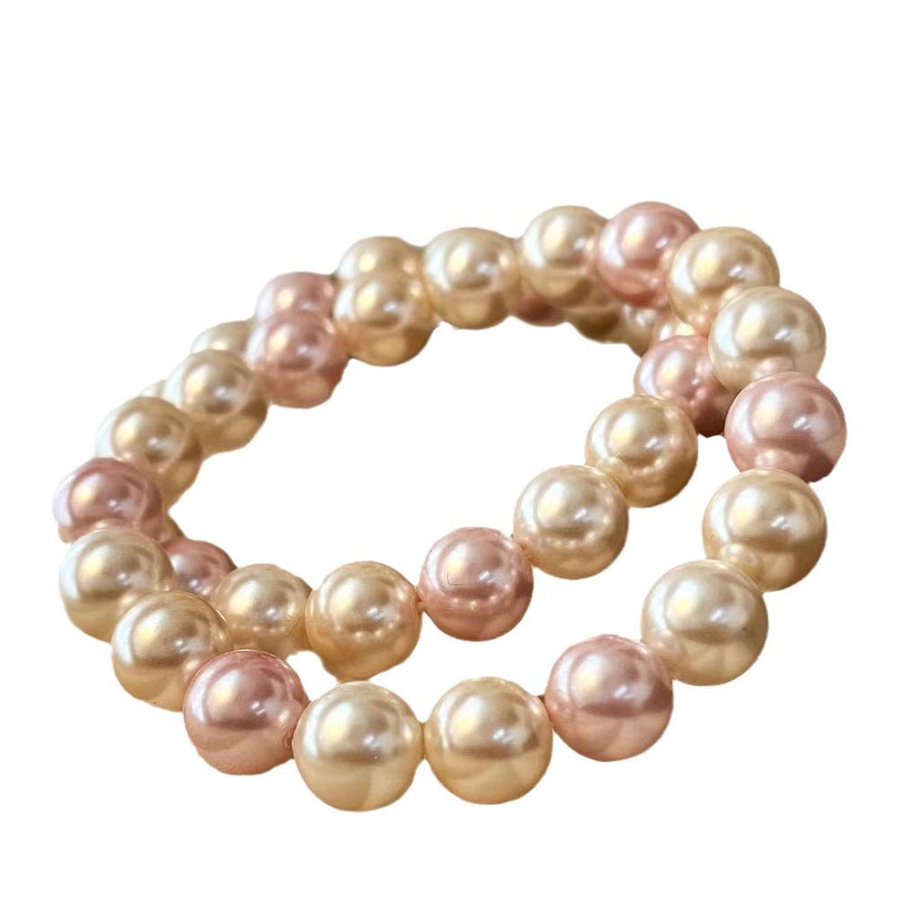 Retro High-quality Shijia Zhengyuan High-gloss Pearl Warm-color Maillard Style Bracelet Atmosphere Bracelet