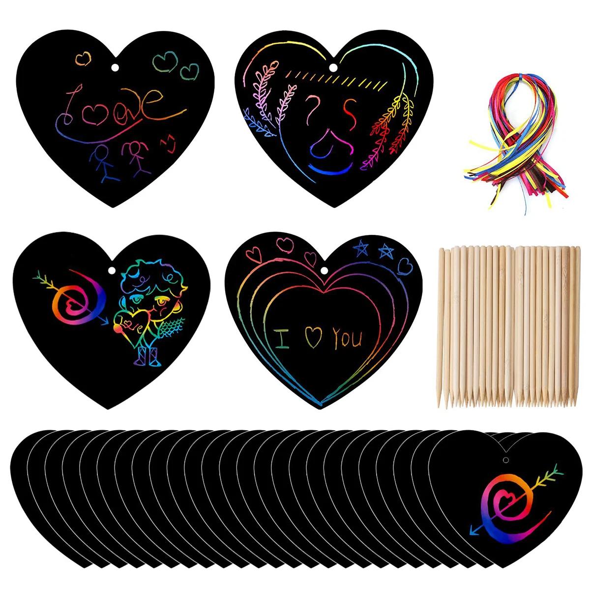 

Scratch Magic Greeting Cards -12Pcs Rainbow Colors Reveal Hidden Messages Customizable Easter/Children S Day Gift For Kids