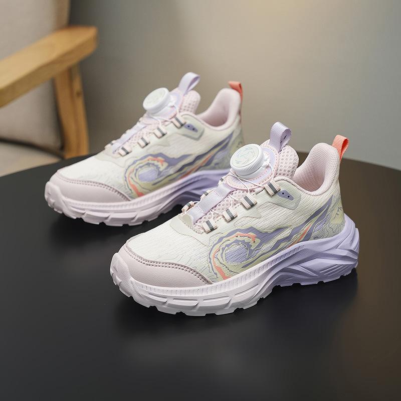 Classmate girls' sports shoes 2025 autumn new rotating buckle non-slip wear-resistant comfortable soft sole medium and older children's princess style