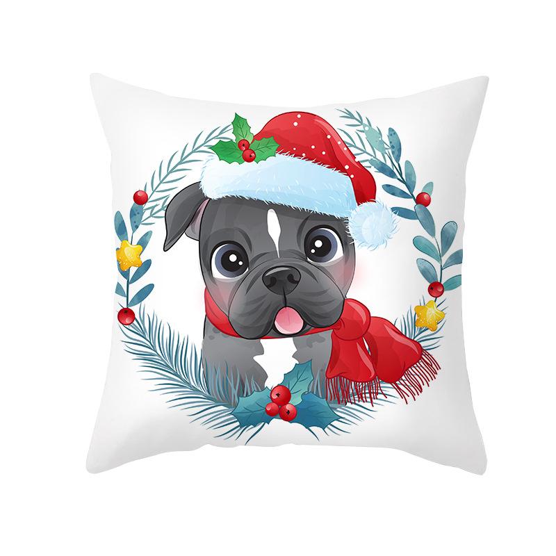 Cartoon Watercolor Christmas Pillow Cover Printed Cute Christmas Snowman Sofa Cushion Pillow Cover Home