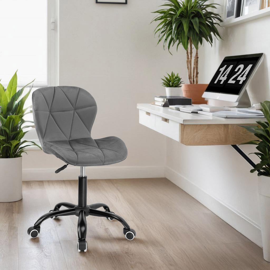 Office Chair On Wheels Spiner Black Graphite Velvet